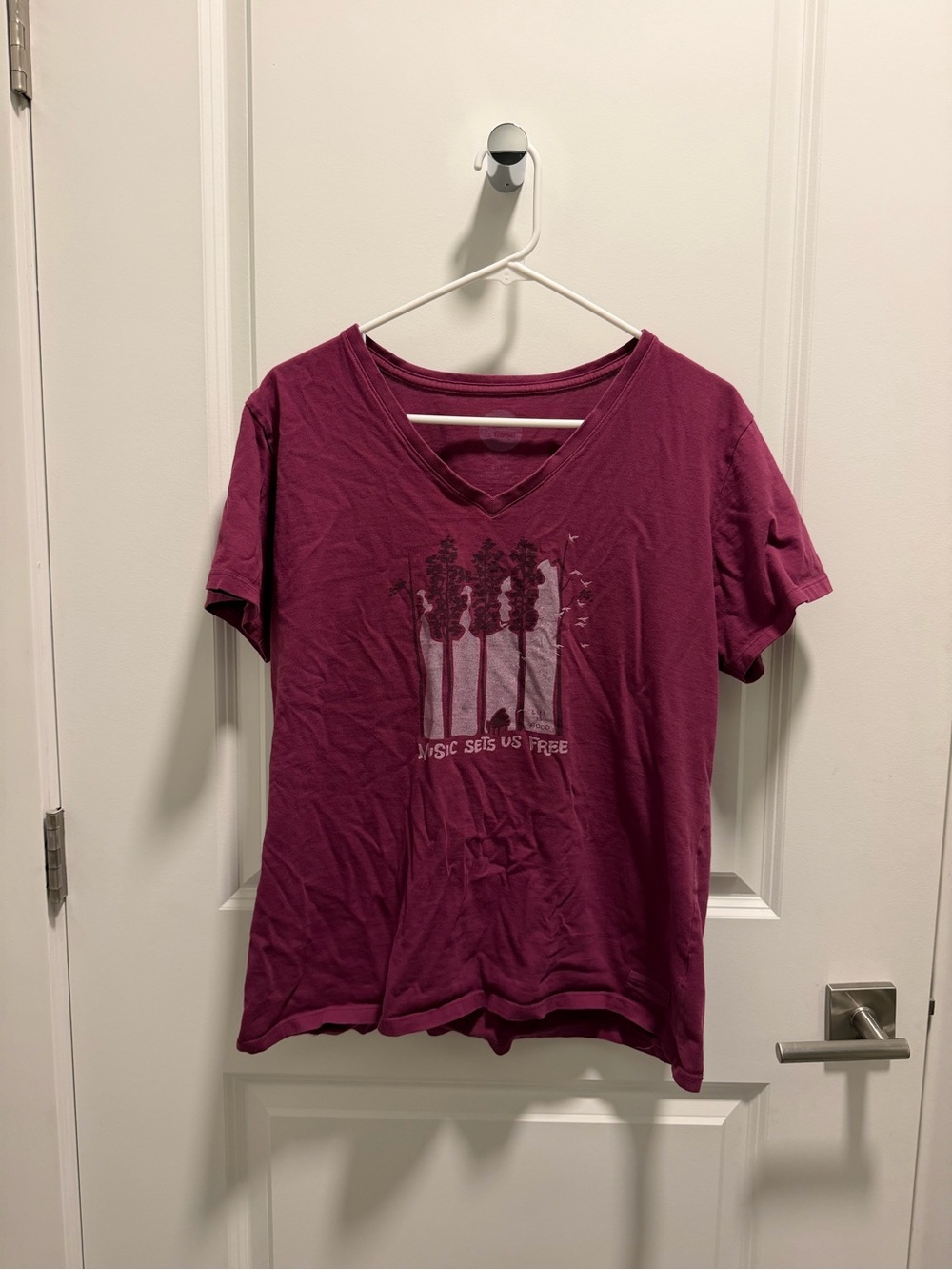 Life Is Good Plum V-Neck Graphic Tee